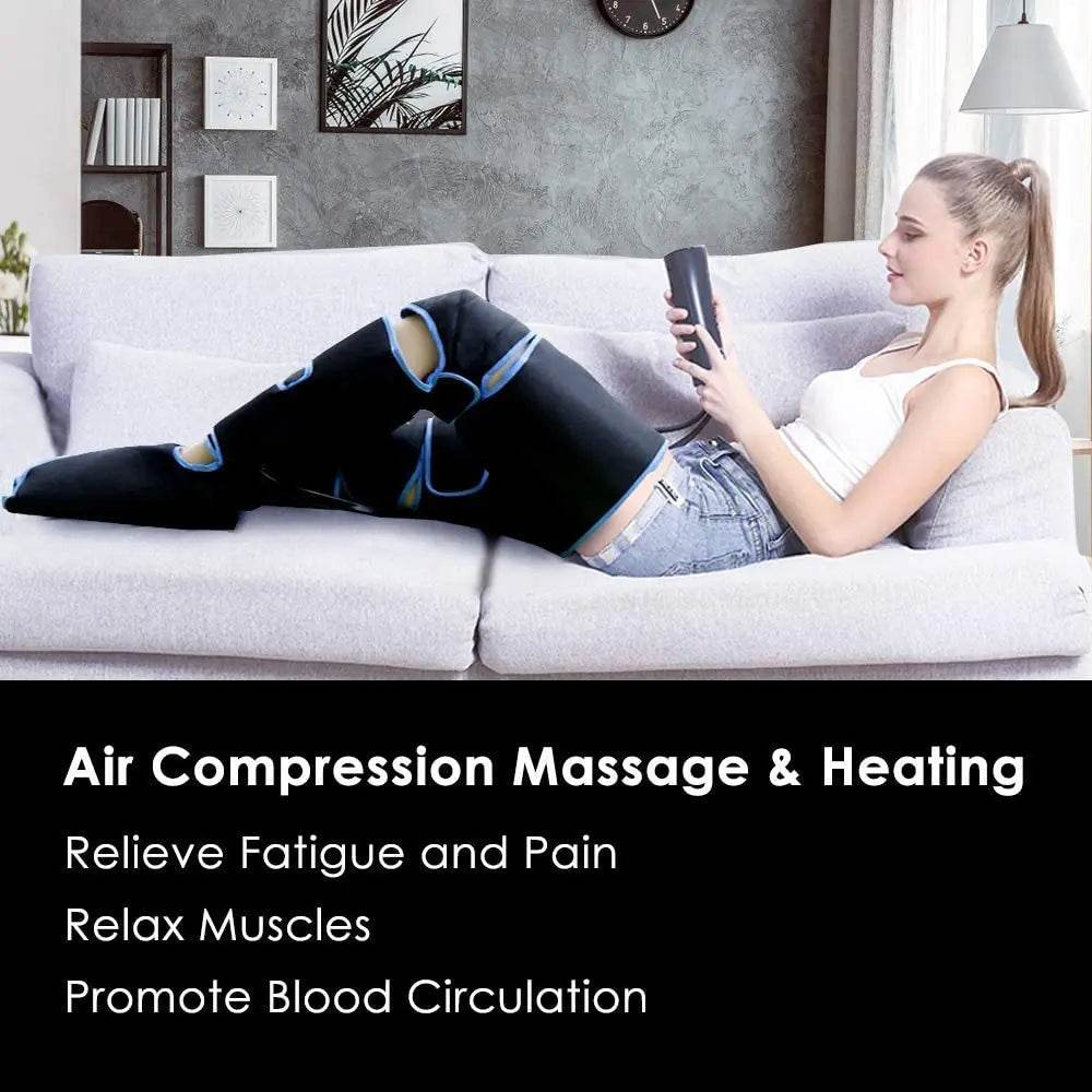 Electric Leg Muscle Relaxer 6 Modes Air Compression Recovery Boot Relieve Foot Fatigue Heating Leg Massager - MarvelouStoree