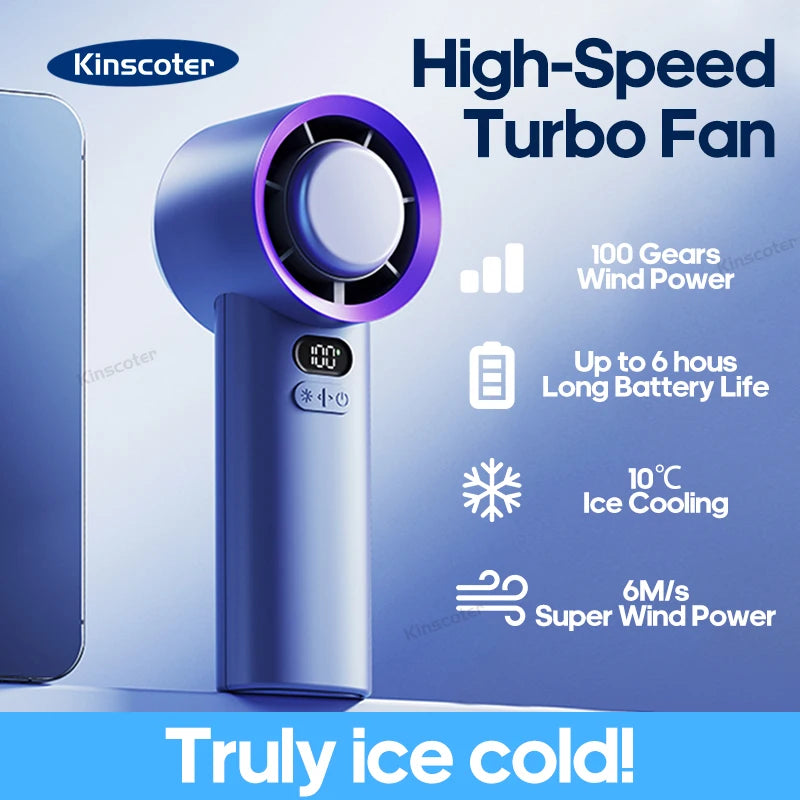 KINSCOTER Portable Handheld Turbo Fan 100 Wind Speeds Adjustable Mini Personal Fan Battery Operated Electric Eyelash Fan