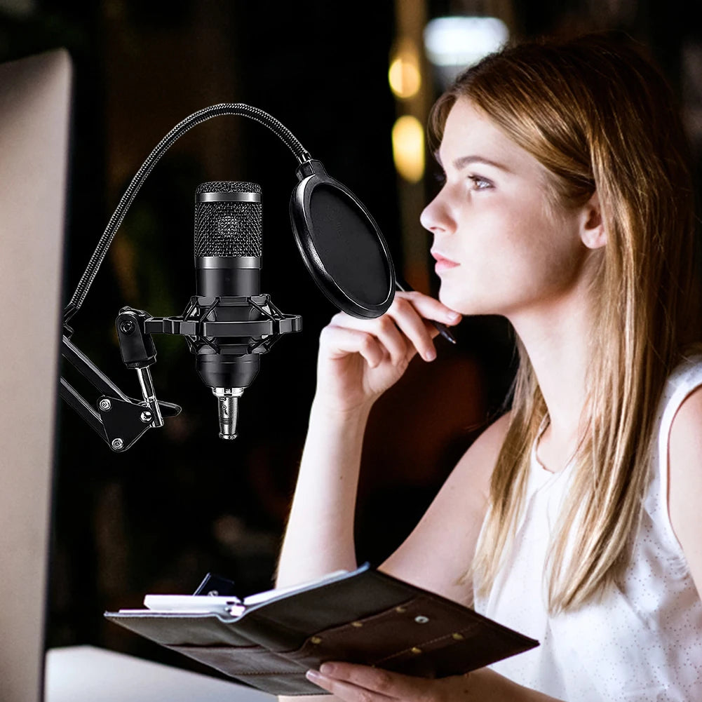 BM800 V8s Podcast Equipment Professional Audio Condenser Mic with Sound Card for Karaoke Podcast Recording Live Streaming