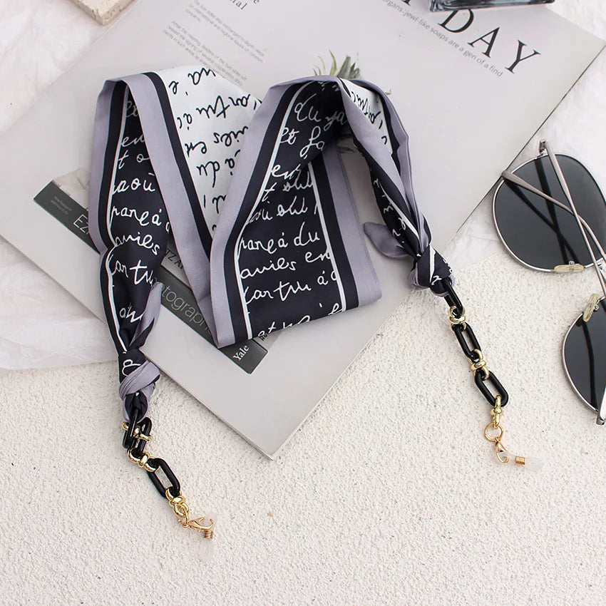 Silk Ribbon Glasses Chains Fashion Boho Acrylic Sunglasses Lanyard Holder Mask Strap Hang on Neck Eyewear Girl Gift Jewelry