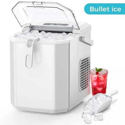 COWSAR Bullet Ice Maker Countertop with Self-Cleaning, 26.5lbs/24Hrs, 6 Mins/9 Pcs Bullet Ice, Portable Ice Maker