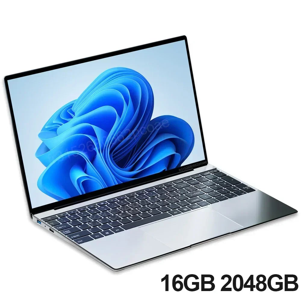 NEW 15.6" Ultra Slim Laptop 16GB RAM 2TB SSD Intel N3700 Notebook Gamer 1920*1080 Display Office Study Computer PC Windows11 Pro