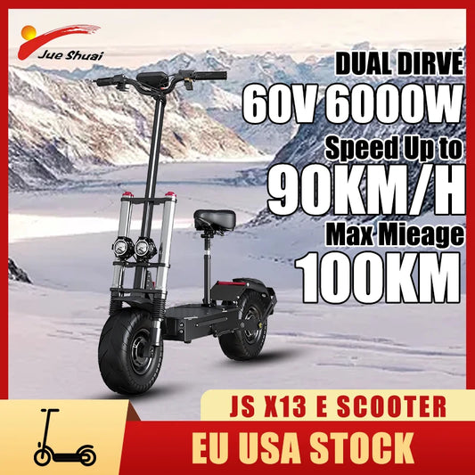 Jueshuai X60 Electric Scooter for Adults 90KM/H Speed Fast 100KM Powerful Electric Scooter Hydraulic Brake 30AH Battery Capacity