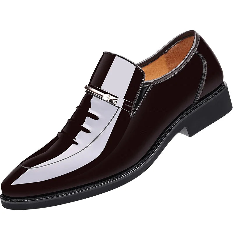 Patent Leather Shoes for Men Business Shoes Casual Point Toe Slip on Loafers for Men Luxury Party Wedding Plus Size Shoes2023