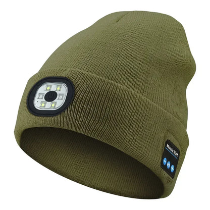 Hands-free Beanie Rechargeable Bluetooth Led Hat Headset Bright Wireless Music Headphone Player Winter Warm Cap Night Jogging