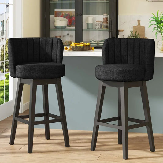 Bar Stool Padded Seats and Solid Wood Pedals,Seat Height Modern Bar Chair with Backrest,Suitable for Bars and Kitchen Islands