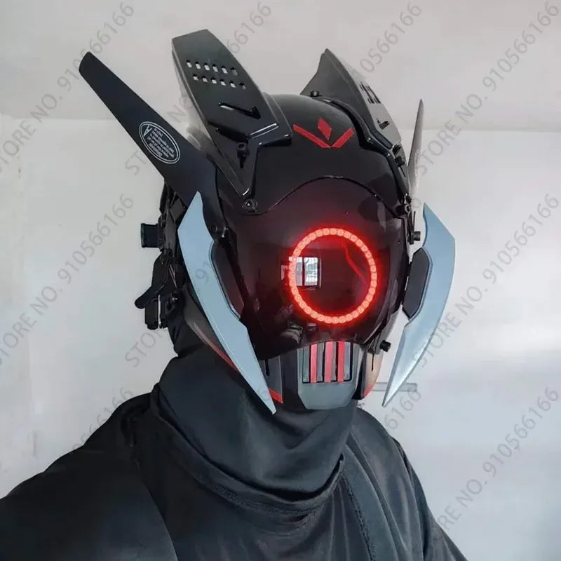 Cyberpop Punk Mask Light Up Rolling Subtitles Screen Mask Cosplay Mech Soldier Technology App Control Helmet Role Play Xmas Gift