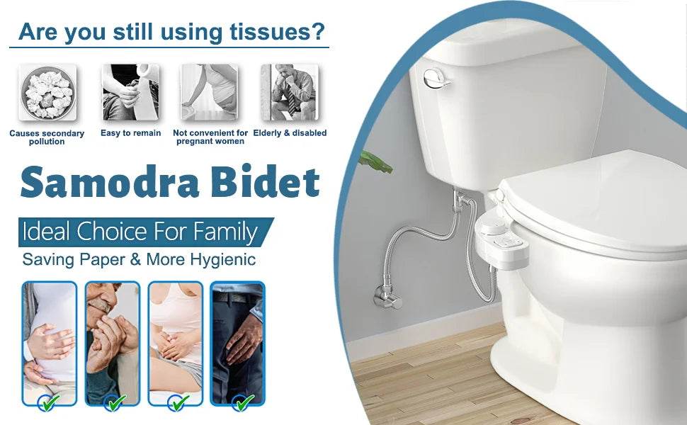 SAMODRA Non-Electric Bidet - Self Cleaning Dual Nozzle (Frontal and Rear Wash) Water Bidet Toilet Seat Attachment - MarvelouStoree