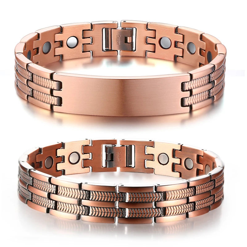 Mens Copper Health Healing Therapy Wristband Bracelet 8.3inch For Arthritis Free Adjustable Tool