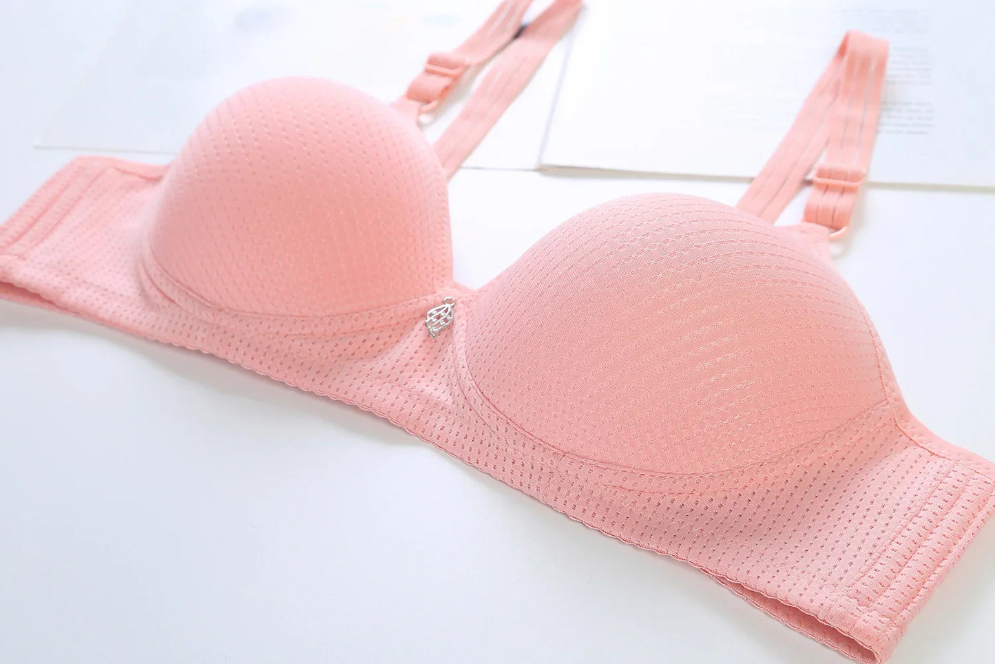 Gathered Active Bra Women Plus Size Push Up Solid Wireless Thin Soft Cotton Underwear Full Cup Bra Smooth Breathable Lingerie