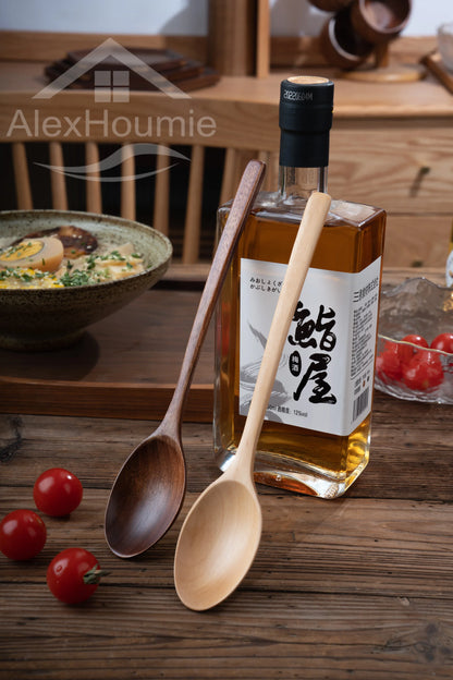 6 Piece Wooden Spoon Bamboo Kitchen Korean Style 9 '' Inch Natural Wood Soup Tableware Cooking Honey Coffee Spoon Mixing Spoon