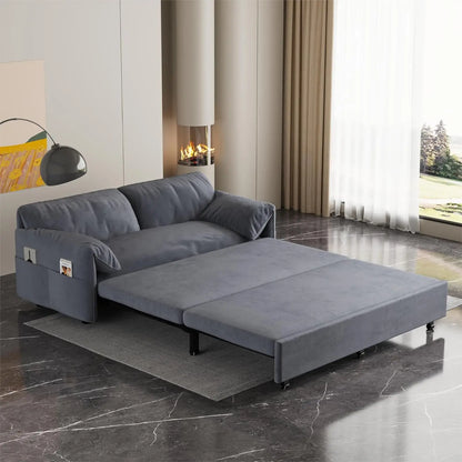 Sofa Bed, Comfy Pull Out Futon Couch Bed 70.1" Modern Velvet Recliner Loveseat Sofa Multi-Functional Black Cloud Couch