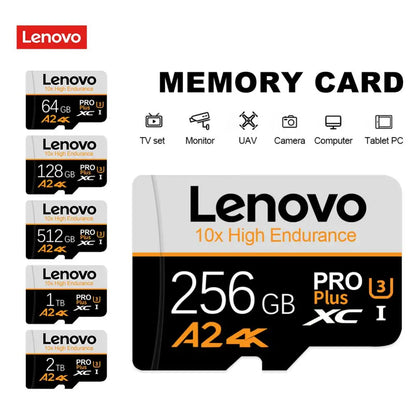 Lenovo 2TB Micro TF SD Card V30 High Speed Memory Card 1TB 512GB Class 10 Video Card SD Card 256GB For Smartphone Camera Drone