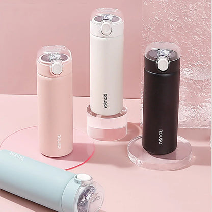 380ml Fashion Stainless Steel Vacuum Flask With Straw Portable Cute Thermos Mug Travel Thermal Water Bottle Tumbler Thermocup