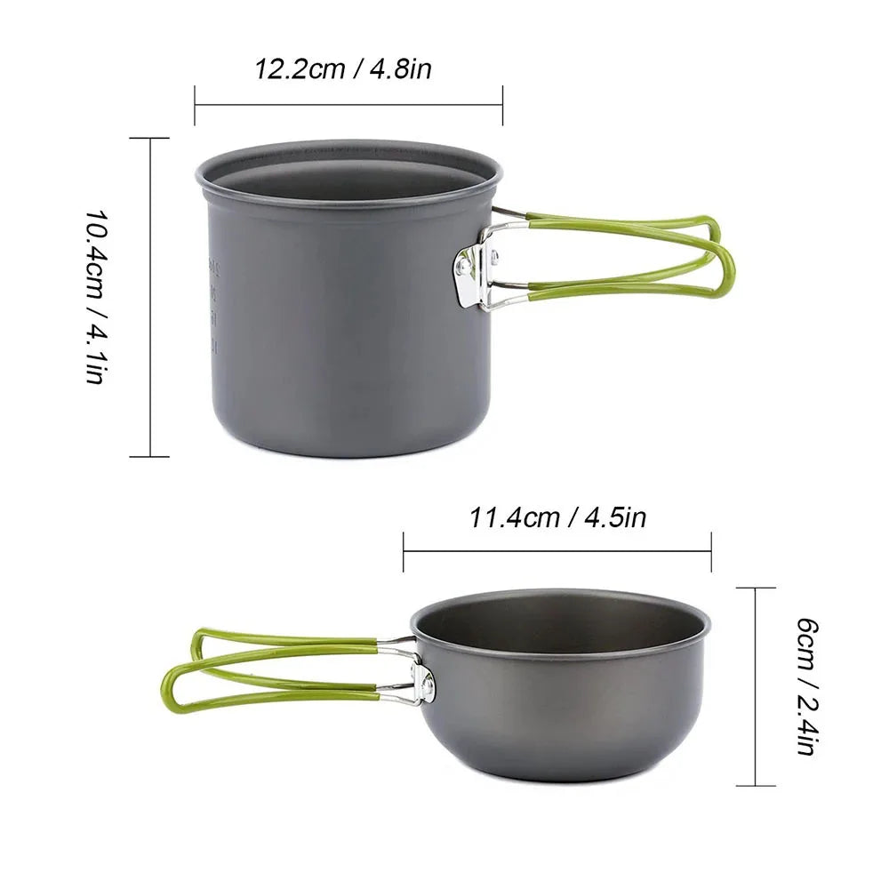 Camping Cookware Mess Kit Ultralight Camping Pot Set Outdoor Cooking Tableware for Hiking Trekking Picnic Fishing Mountaineering