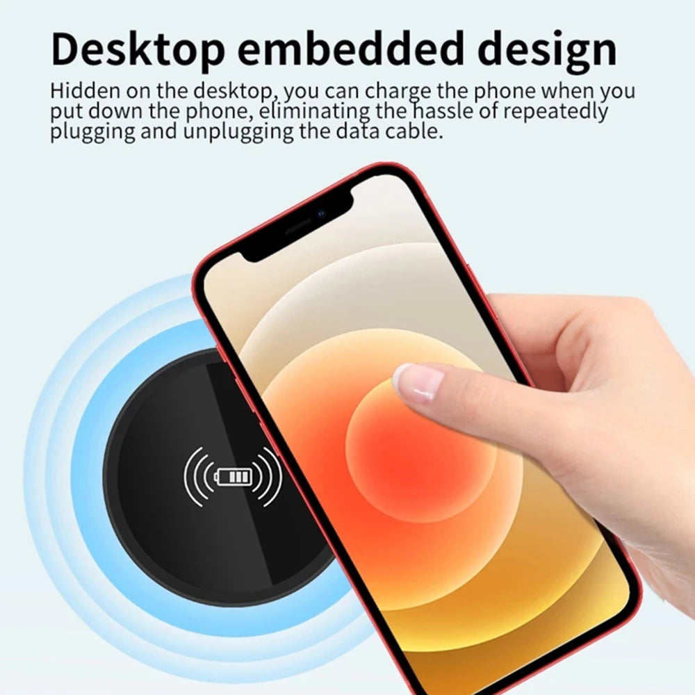 15W Built in Desktop Wireless Charger Desktop Furniture Embedded Fast Wireless Charger Charging For QI 13 /12 Galaxy S22 S20U