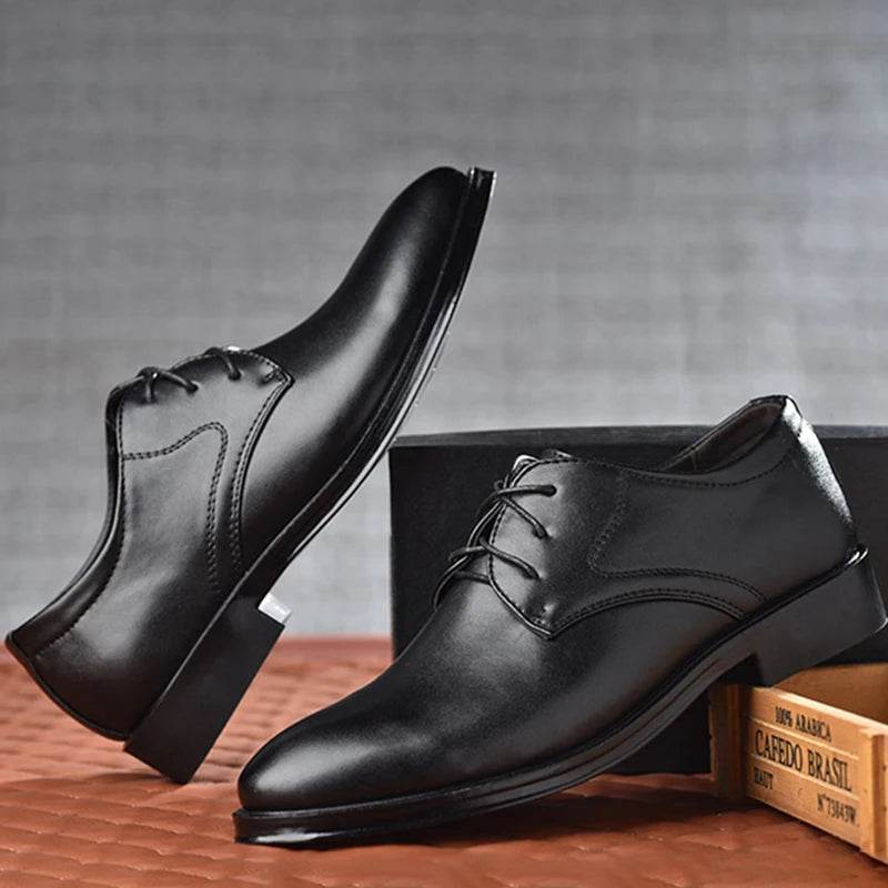 Men's Shoes Black Leather Formal Shoes for Men Oxfords Male Wedding Party Office Business Shoe Man zapatos de hombre Plus Size - MarvelouStoree