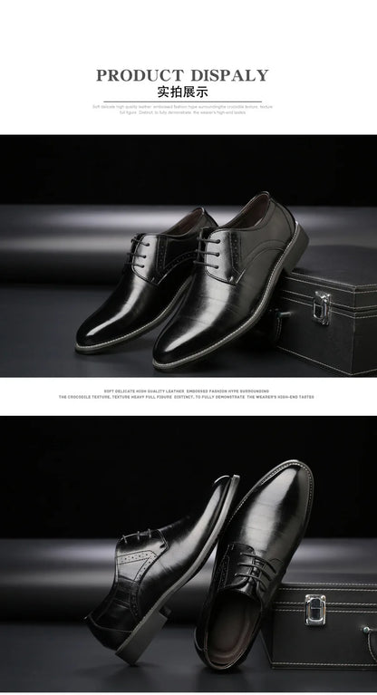 Men's Business Leather Shoes British Brown Pointed Lace Business Casual Leather Shoes Men Men Dress Shoes Wedding Shoes