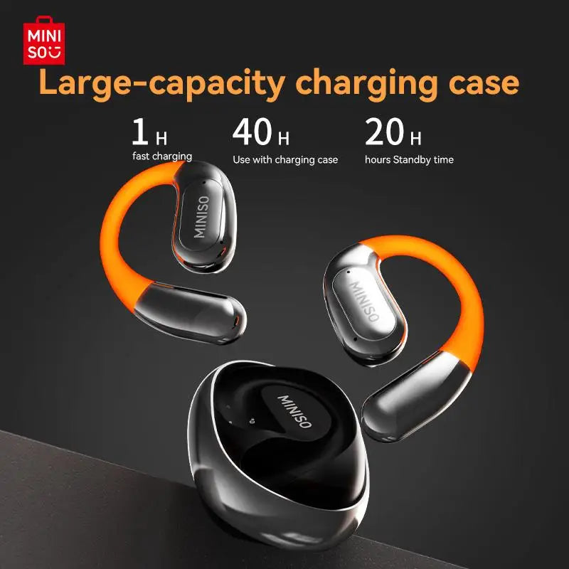 MINISO MS183 Open Ear Luminous Wireless Earbuds 360° Rote HIFI Sound Quality Sports Bluetooth Headphones IPX5 Waterproof