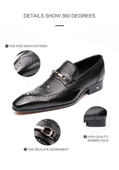 Fashion Business Casual Genuine Leather Shoes Handmade Party Wedding Wear Men Office Dress Shoe Big Size 39-50 Black Loafers