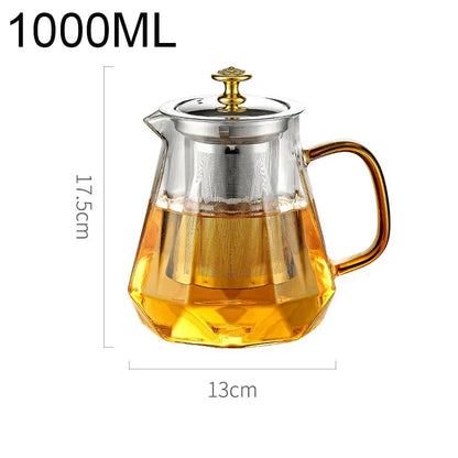 Glass Teapot with Infuser Heated Resistant Container for Flower Tea Herbal Pot Clear Tea Kettle Home Coffee Glass Teaware