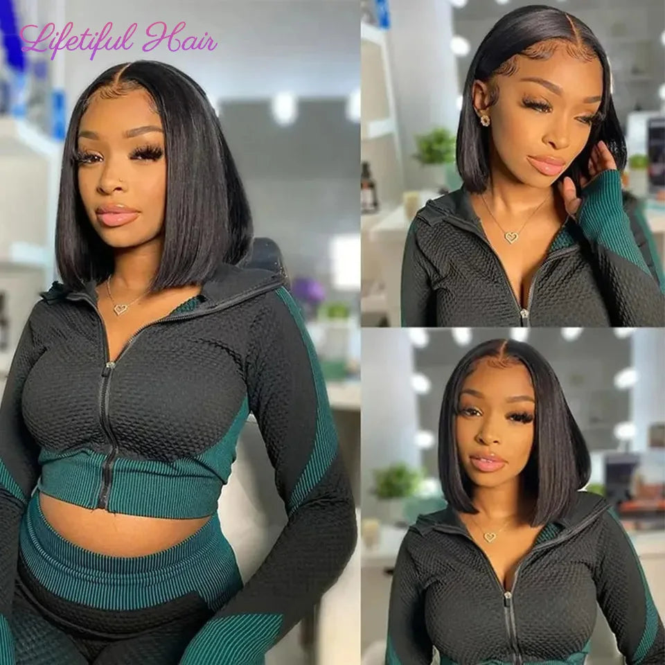 Glueless Bob Hair Wig Human Hair Ready To Wear Straight Transprent 4x4 Lace Closure Wigs For Women Glueless Wigs Human Hair