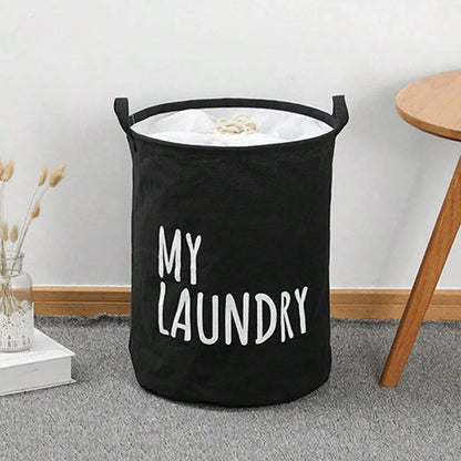 1pc-Foldable Drawstring Laundry Basket Large Capacity Waterproof Clothes Storage Basket For Home Bathroom Children's Toy Organiz