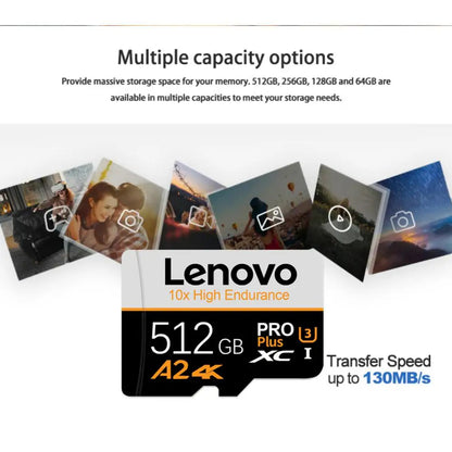 Lenovo 2TB Micro TF SD Card V30 High Speed Memory Card 1TB 512GB Class 10 Video Card SD Card 256GB For Smartphone Camera Drone