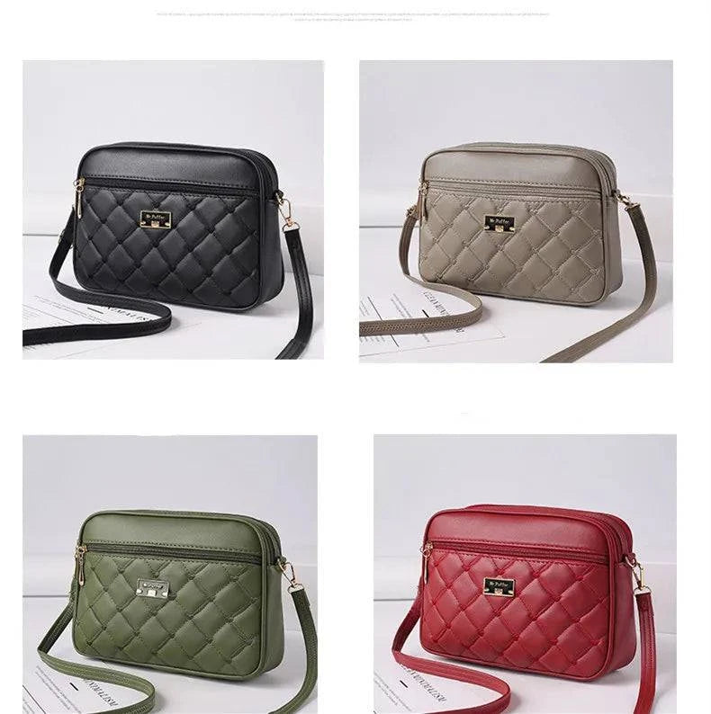 2024 Women's One Shoulder Small Square Handbag New Cross Border Foreign Trade Lingge PU Crossbody Versatile Small Messenger Bag