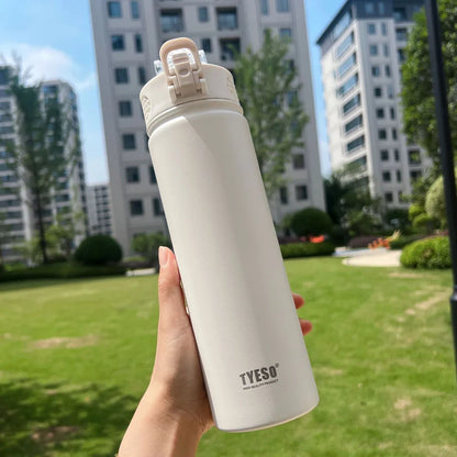 Thermos Bottle with Straw 750ml Stainless Steel Thermal Cup Car Insulated Flask Water Tumbler for Outdoor Sports