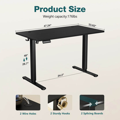 JHK Electric Standing Computer Desk Height Adjustable Workstation Ergonomic Work Table with Metal Frame For Home Office - MarvelouStoree