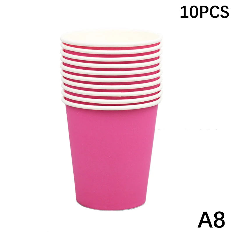 10PCS 9oz 250ml Solid Thick Paper Cup Disposable Cup Wedding Birthday Party Holiday Disposable Tableware