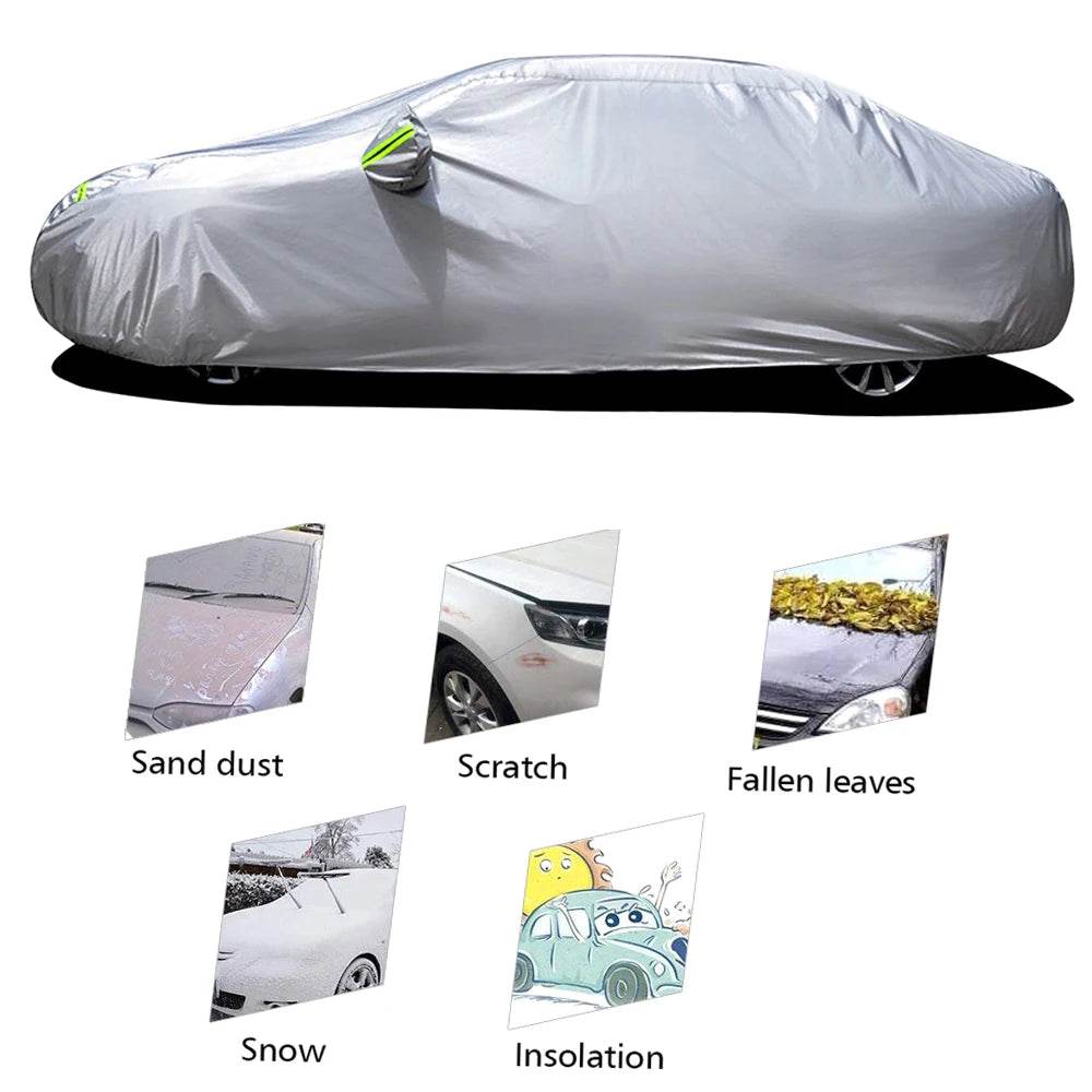 S-XXL Car Cover Sedan Full Covers with Reflective Strip Sunscreen Protection Dustproof&Waterproof UV Scratch-Resistant Universal - MarvelouStoree