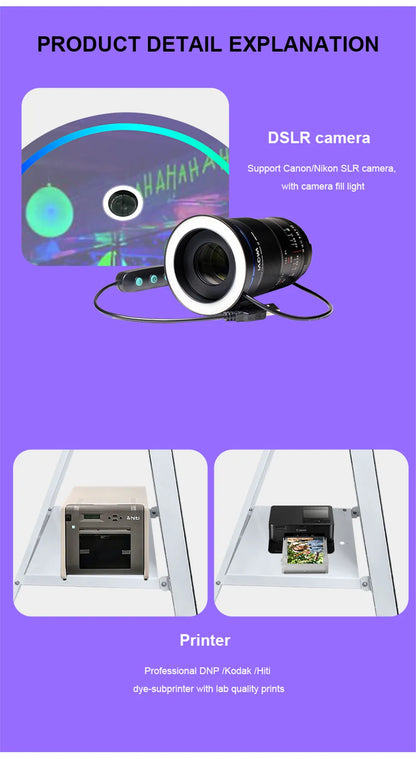 DSLR Photo Booth 32" Selfie Touch Screen Machine Magic Mirror Photo Booth for Party Wedding Events Christmas With Flight Case