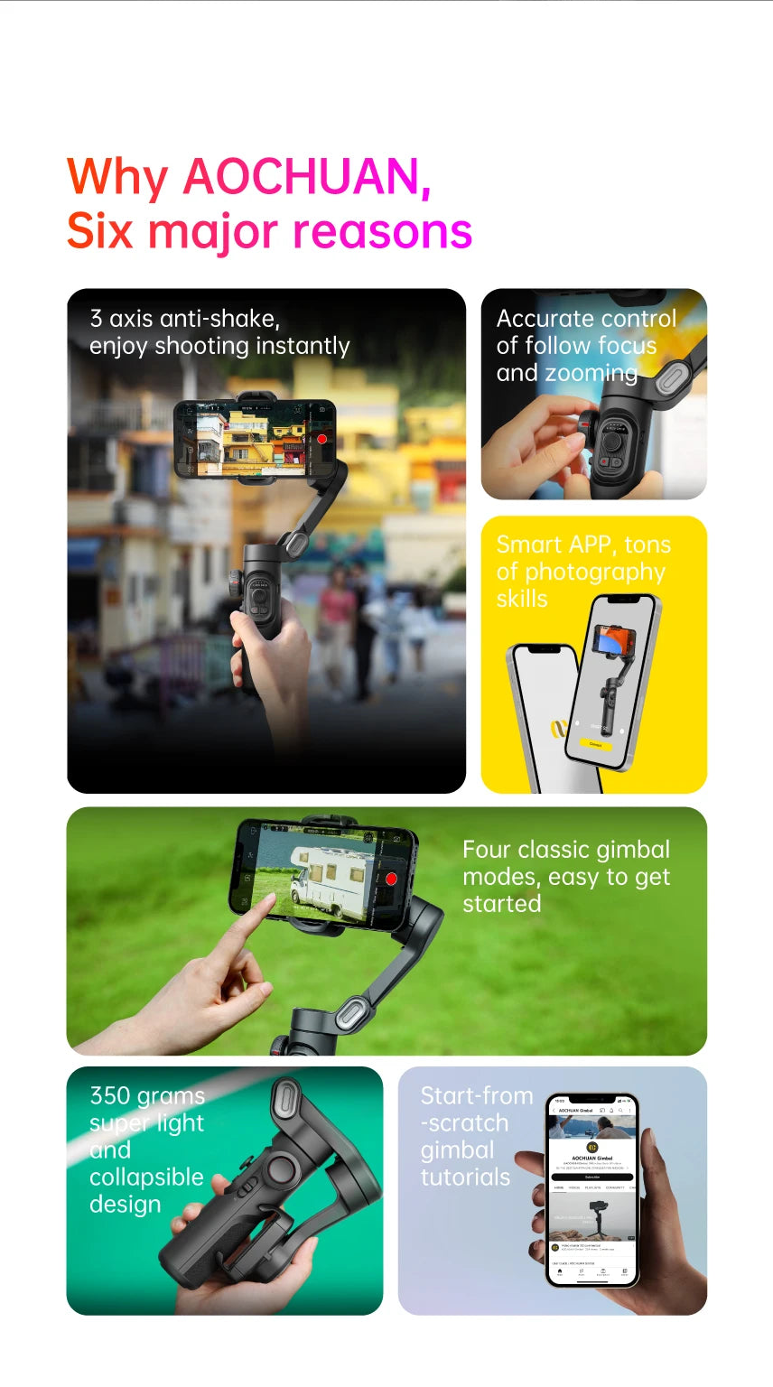 3-Axis Gimbal Stabilizer for Smartphone Foldable Handheld Phone Video Record Vlog Anti-Shake Stabilizer PTZ for iPhone Android