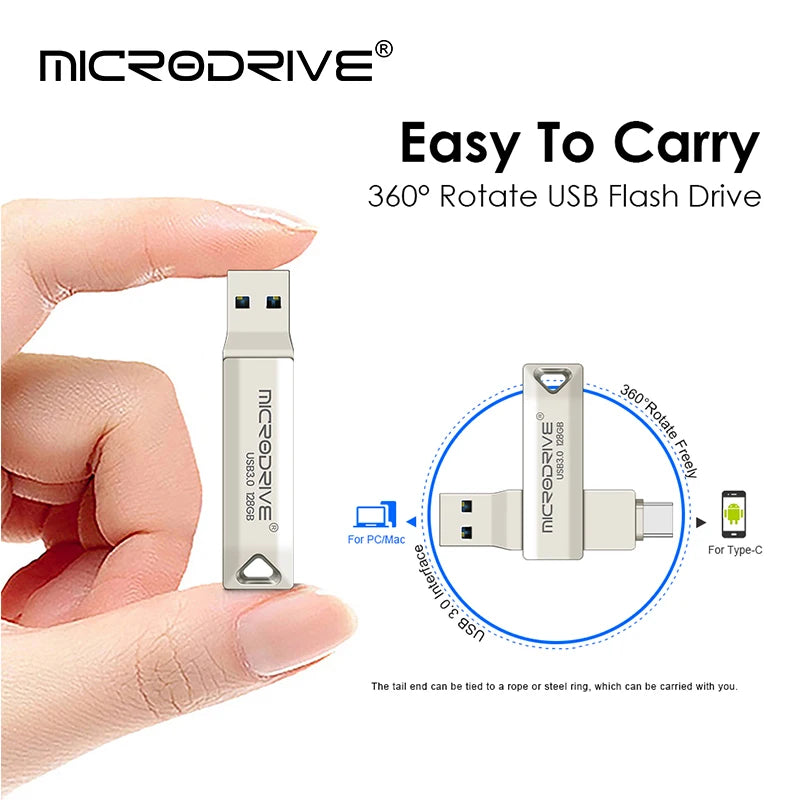 2 in 1 Usb 3.0 OTG USB-C Flash Pen Drive Metal Memory Stick flash Disk 64GB 128GB 256G USB3.0 Dual C Pendrive