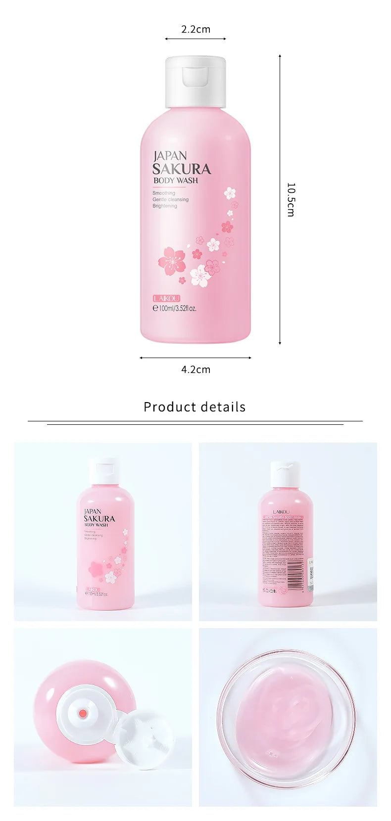 LAIKOU 100ml Japan Sakura Shower Gel Moisturizing Whitening Cleaning Elegant Fragrance Oil Control Bodycare Shower Gel Skin Care