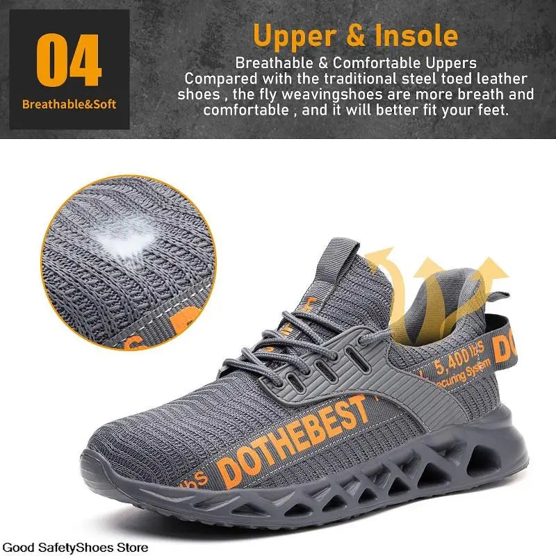 Steel Toe Safety Shoes for Men Women Lightweight Work Sneakers Puncture Proof Work Shoes Unisex Coustruction Safety Work Boots