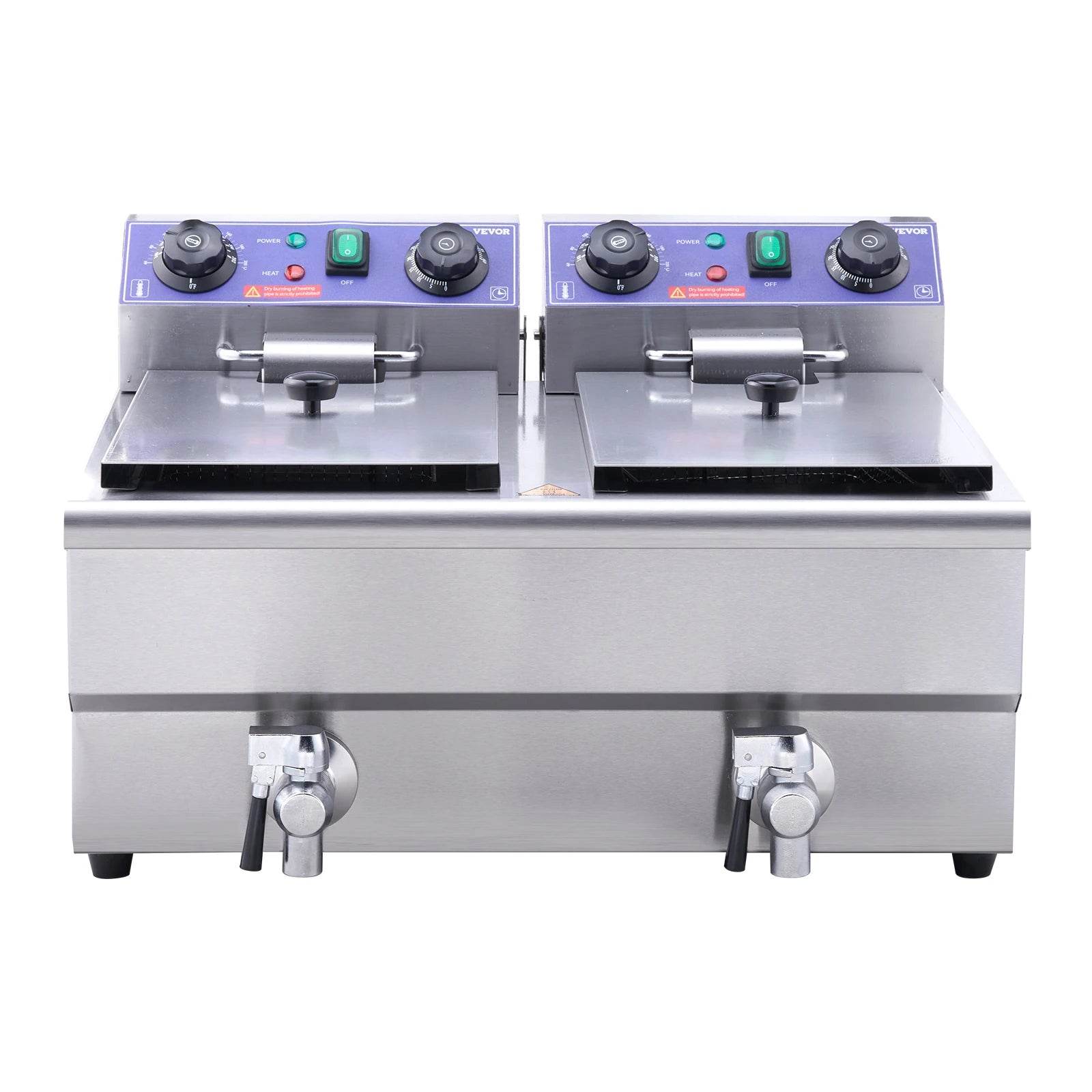 VEVOR Commercial Electric Deep Fryer w/Dual Tanks 12L Countertop Fryer w/Oil Filter and Timed for Fried Chicken French Frie - MarvelouStoree