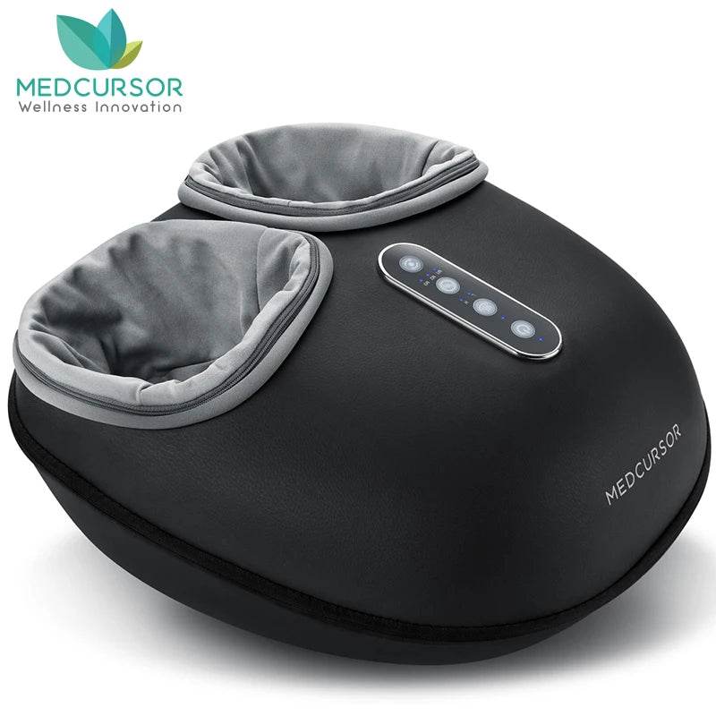 Medcursor Shiatsu Foot Massager Machine with Heat Roller Muscle Relaxation Pain Relief Electric Fully Wrapped Foot Massage - MarvelouStoree