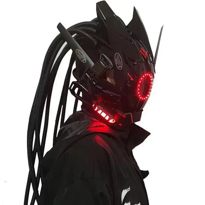 Hot Latest Cyberpunk Face Mask Cosplay Men's Full Face Mask Tactical Mecha Style Technology Helmet Funny Headgear Christmas Gift