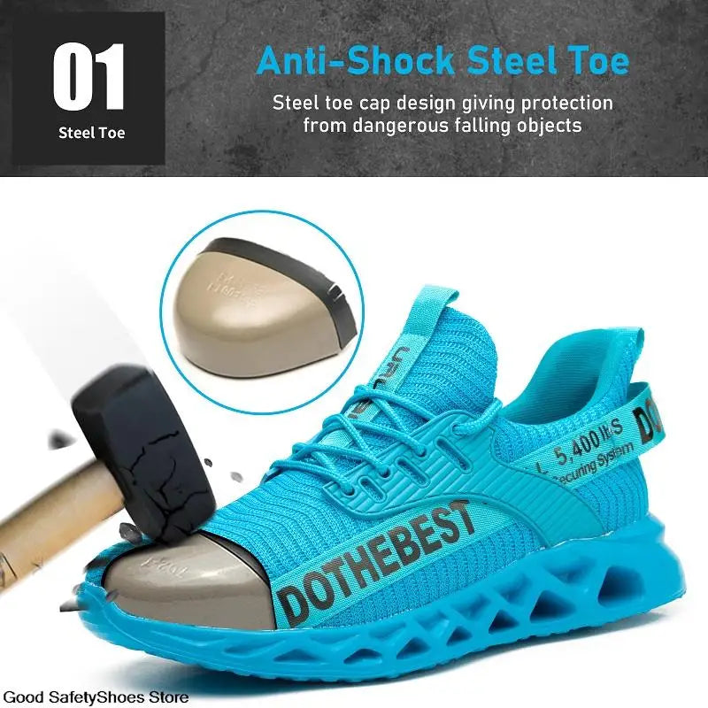 Steel Toe Safety Shoes for Men Women Lightweight Work Sneakers Puncture Proof Work Shoes Unisex Coustruction Safety Work Boots