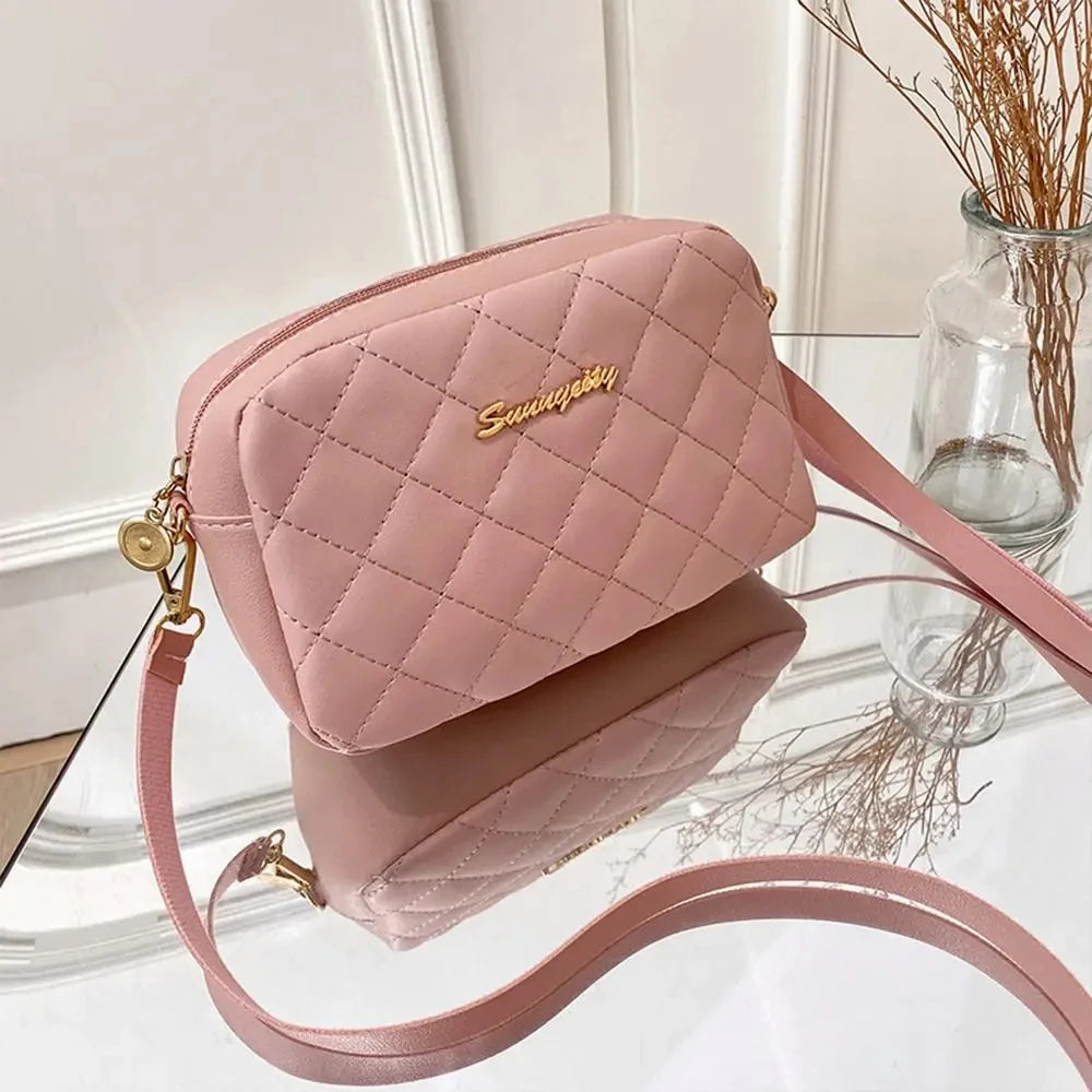 Small Messenger Bag For Women Trend Lingge Embroidery Camera Female Shoulder Bags Fashion Chain Ladies Crossbody Purse 2024