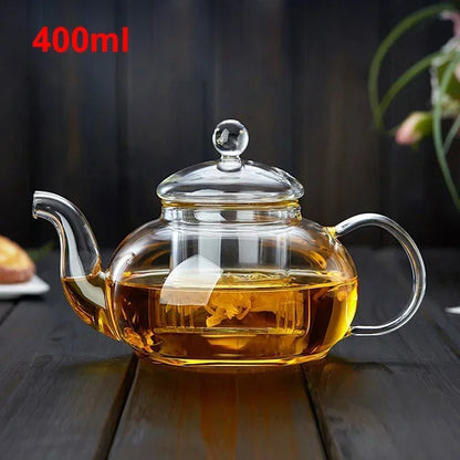 400/1100ml High Borosilicate Glass Teapot Thickened Heating Flower Tea Pot Transparent Glass Filter Teaware Kungfu Teaware