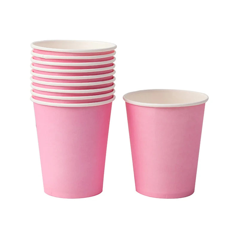 10PCS 9oz 250ml Solid Thick Paper Cup Disposable Cup Wedding Birthday Party Holiday Disposable Tableware