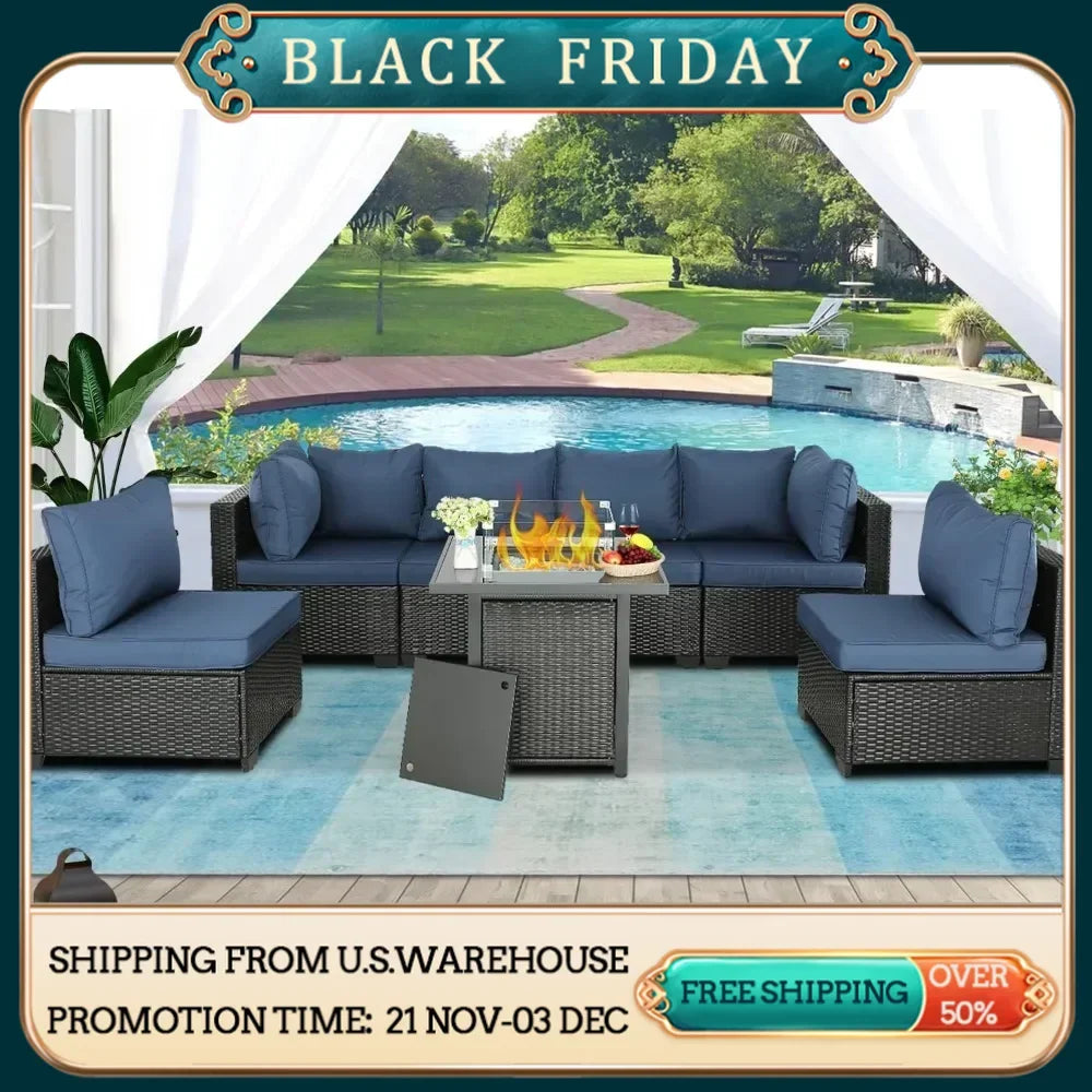 Patio Furniture Sets Outdoor Sectional PE Rattan Outdoor Furniture Patio Conversation Set with Cushions for Balcony Lawn