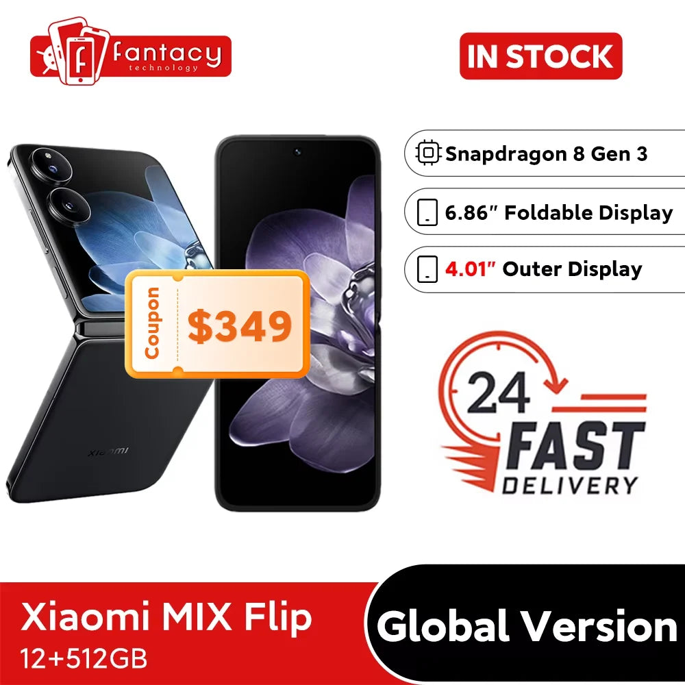 2024 World Premiere Global Version Xiaomi MIX Flip 12GB 512GB Foldable 6.86" 4.01" Display Snapdragon 8 Gen 3 50MP Leica Camera