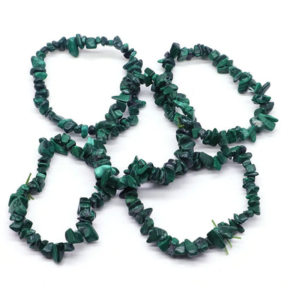 Natural Malachite Turquoise Quartz Bracelets Protection for Men Woman Reiki Healing Crystal Bracelets Chip Beads Chakra Stone