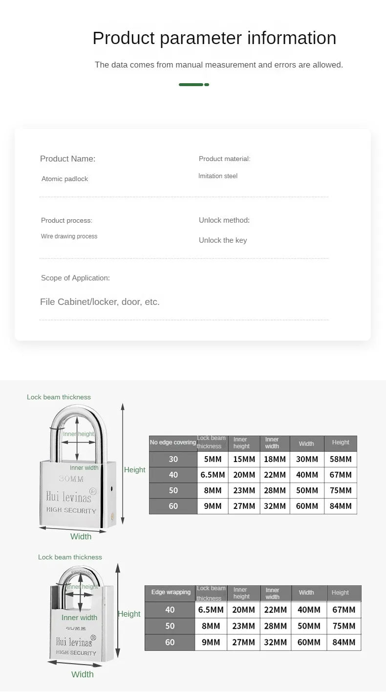 Stainless Steel Padlock Household Small Lock Head Anti-theft and Anti Prying Lock Dormitory Waterproof and Anti Rust Lock Locker