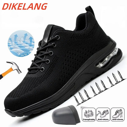 Air Cushion Work Safety Shoes For Men Women Breathable Work Sneakers Steel Toe Shoes Anti-puncture Safety Protective Shoe